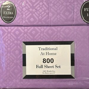 Traditional At Home 6pc Full Sheet Set purple Magenta Diamond embossed